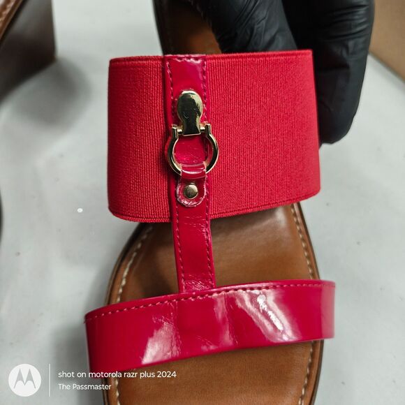 Women's ITALIAN SHOEMAKERS Red Wedge-Heel Sandals US Size 8.5 Made in Italy - Picture 7 of 12